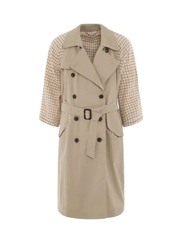 Maison Margiela Double Breasted Trench Coat in Sand Beige | Image 1 Maison Margiela Double Breasted Trench Coat in Sand Beige | Image 1