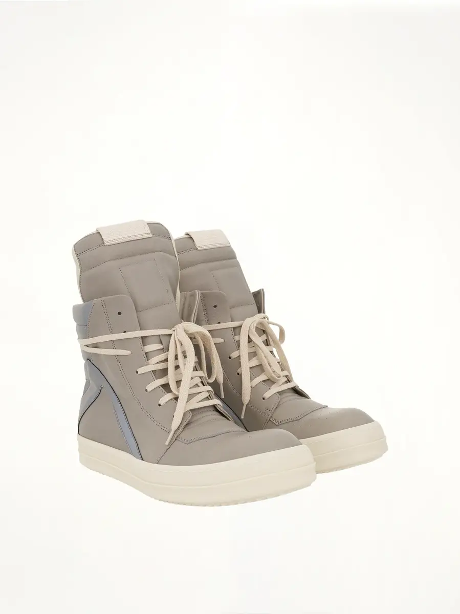 Rick Owens Geobasket Leather Sneaker in Pearl/reflex | Thumbnail 3 Rick Owens Geobasket Leather Sneaker in Pearl/reflex | Thumbnail 3