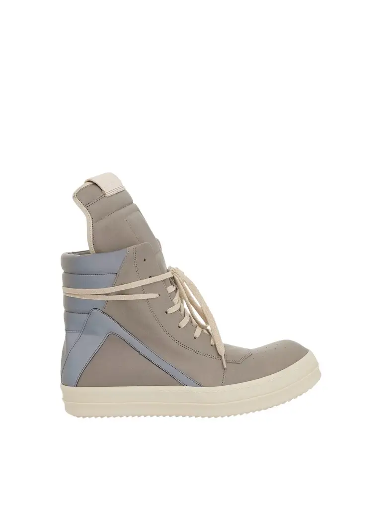 Rick Owens Geobasket Leather Sneaker in Pearl/reflex White