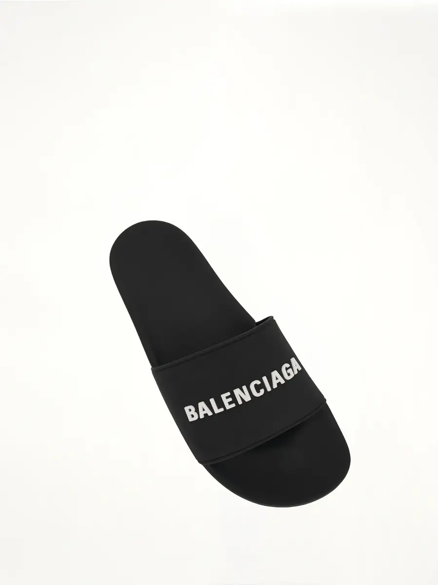Balenciaga 3D Logo Rubber Pool Slide Sandal in Black/white Black | Thumbnail 4 Balenciaga 3D Logo Rubber Pool Slide Sandal in Black/white Black | Thumbnail 4