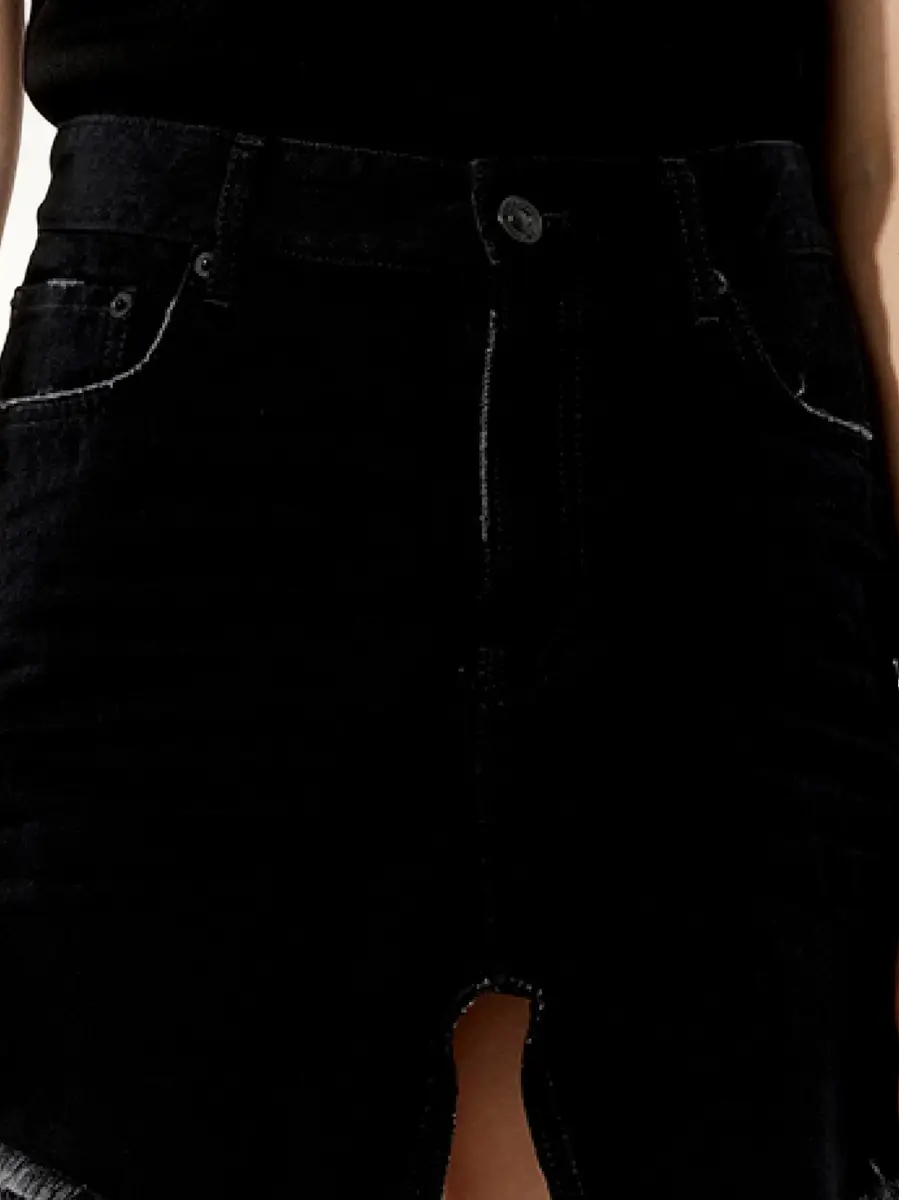 Balenciaga Mini Denim Skirt in Rubber Black | Thumbnail 3