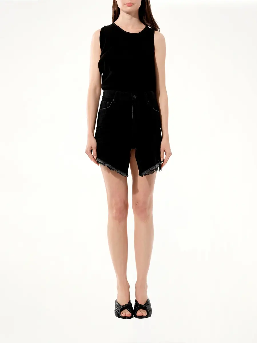 Balenciaga Mini Denim Skirt in Rubber Black | Thumbnail 4