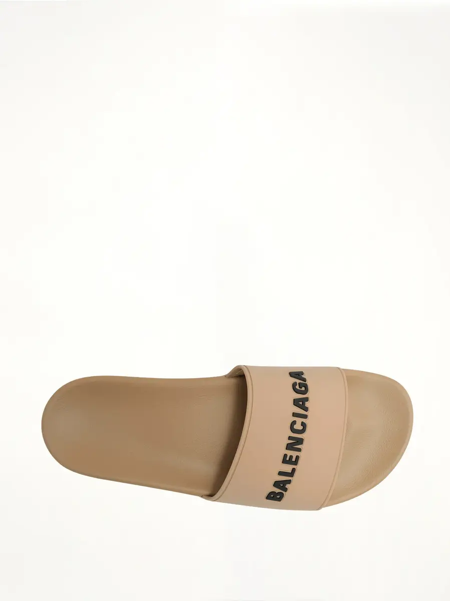Balenciaga 3D Logo Pool Slide Sandal in Beige/black Beige | Thumbnail 4