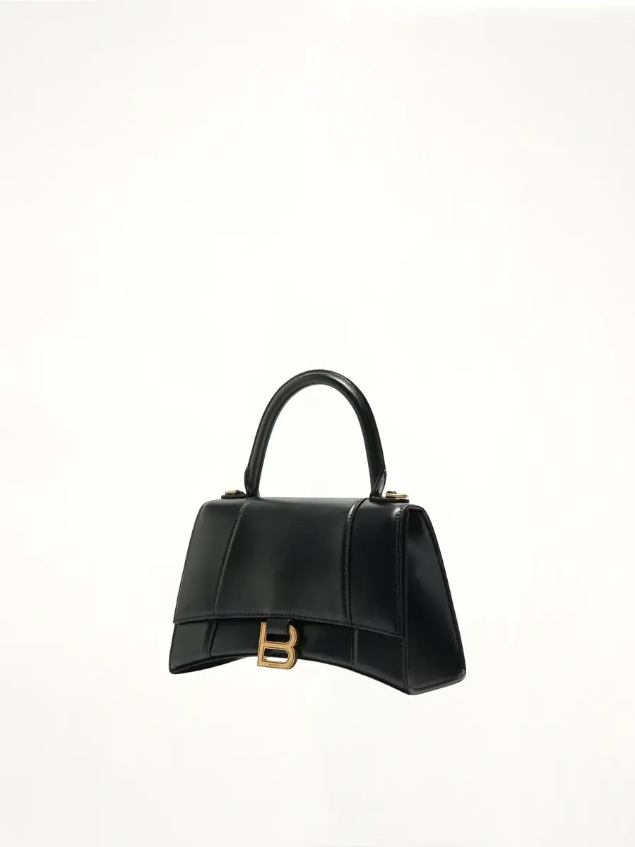 Balenciaga Hourglass Small Handbag in Box Calfskin Black With Gold Plaque | Thumbnail 2 Balenciaga Hourglass Small Handbag in Box Calfskin Black With Gold Plaque | Thumbnail 2