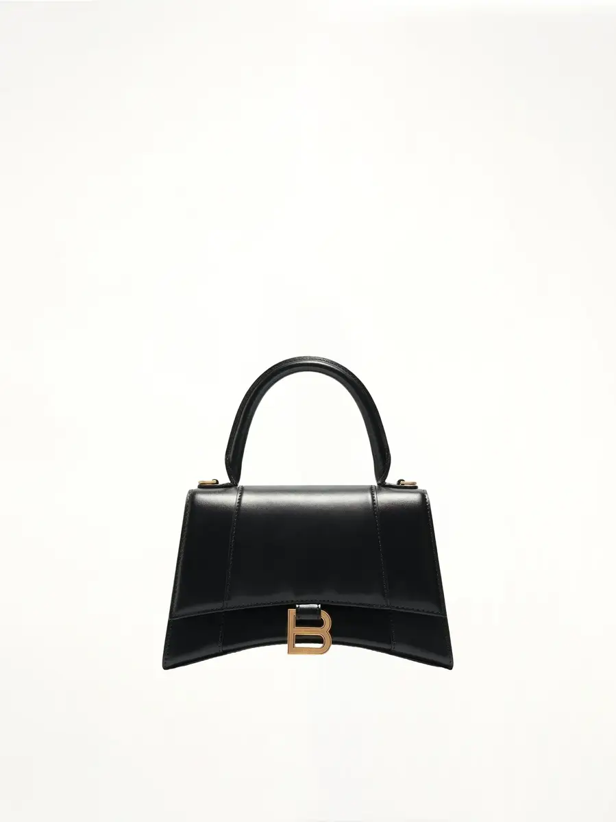 Balenciaga Hourglass Small Handbag in Box Calfskin Black With Gold Plaque | Thumbnail 3 Balenciaga Hourglass Small Handbag in Box Calfskin Black With Gold Plaque | Thumbnail 3