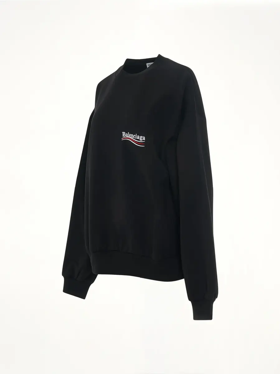 Balenciaga Political Campaign Sweatshirt in Black Black/white | Thumbnail 2