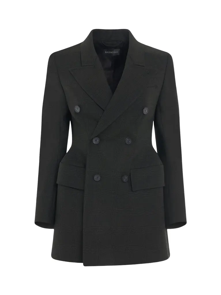 Balenciaga Double Breasted Hourglass Blazer in Khaki/black Green | Image 1 Balenciaga Double Breasted Hourglass Blazer in Khaki/black Green | Image 1