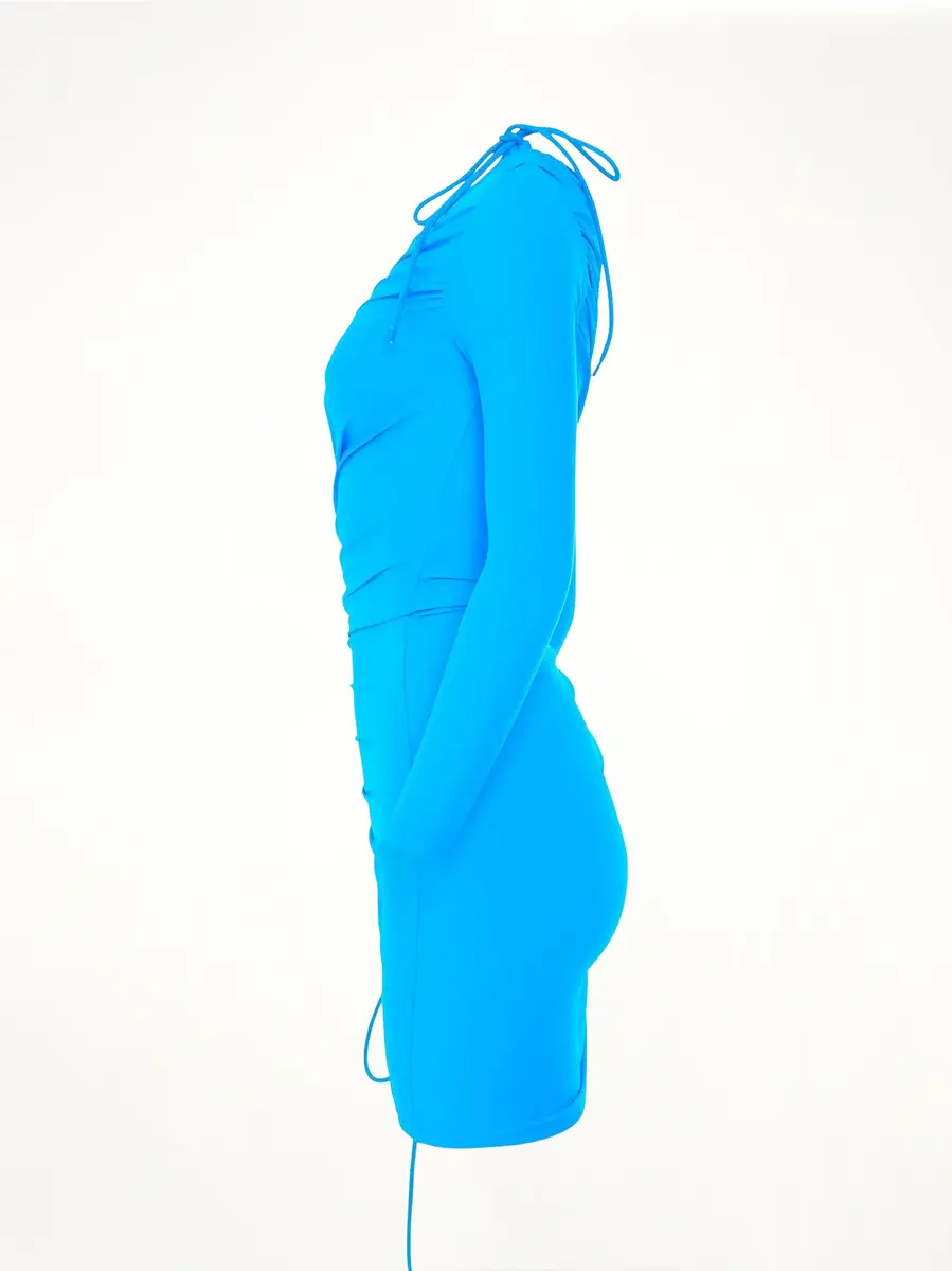 Balenciaga Mini Matte Spandex Dress in Cyan | Thumbnail 2 Balenciaga Mini Matte Spandex Dress in Cyan | Thumbnail 2