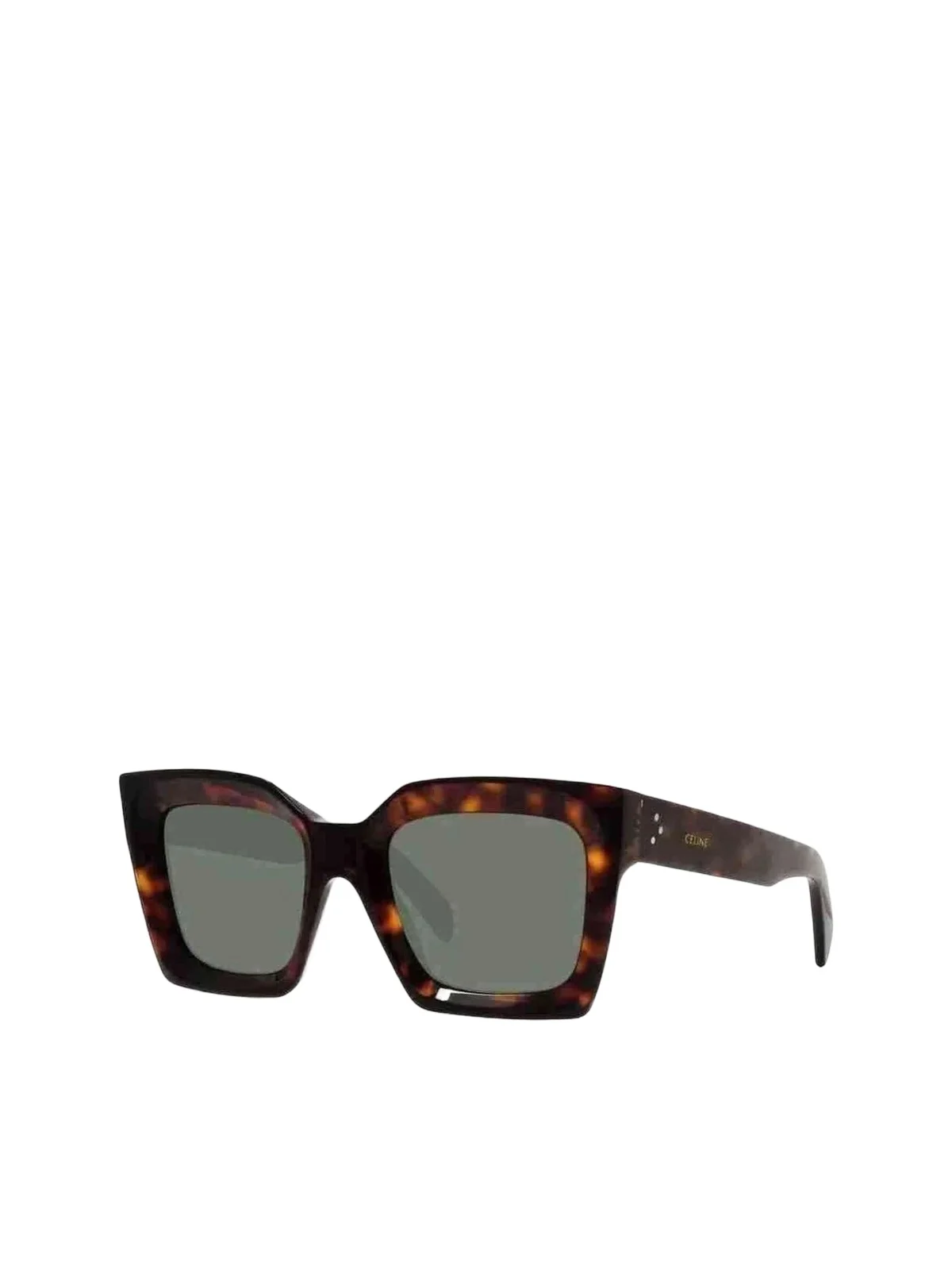 Celine Cl40130i Square Sunglasses With Green Lens in Dark Havana