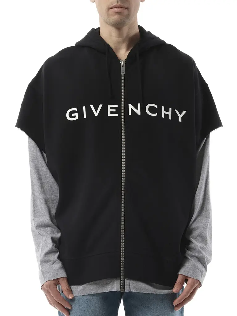 Givenchy Jersey Multi Layer Hoodie in Black/grey Black | Image 1 Givenchy Jersey Multi Layer Hoodie in Black/grey Black | Image 1