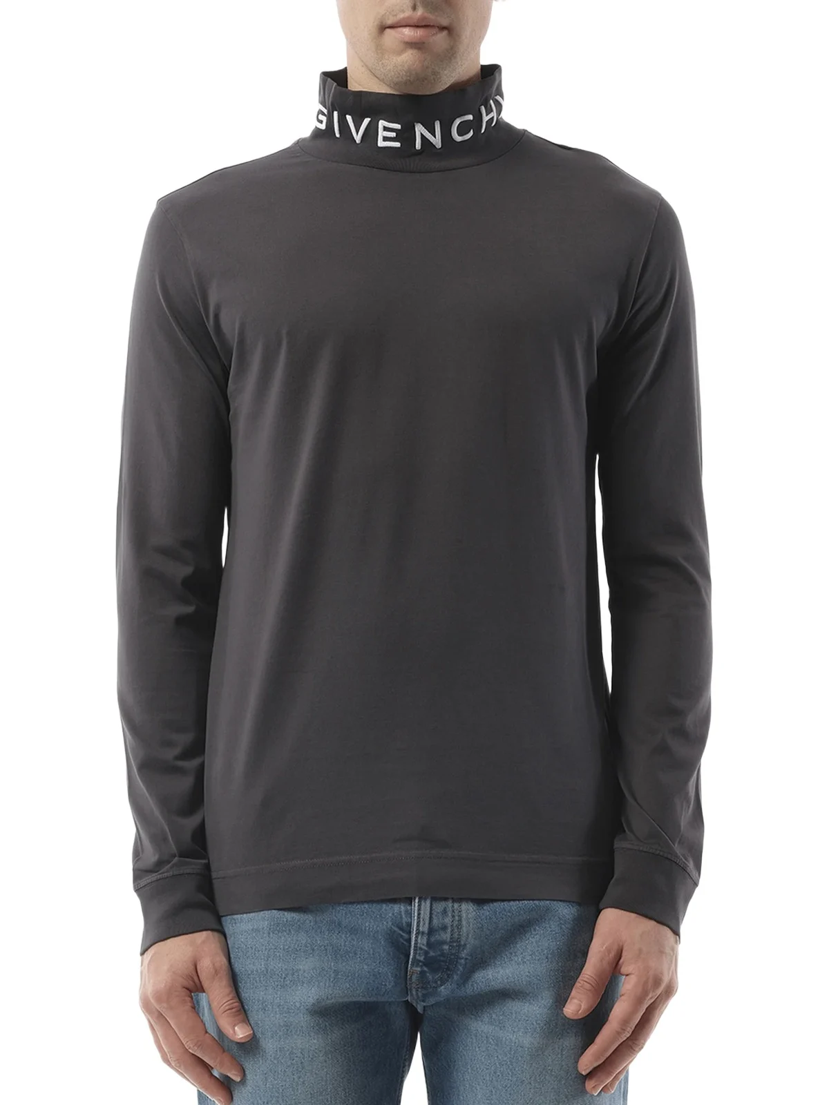 Givenchy Faded Logo Dyed Long Sleeve T-shirt in Black/grey