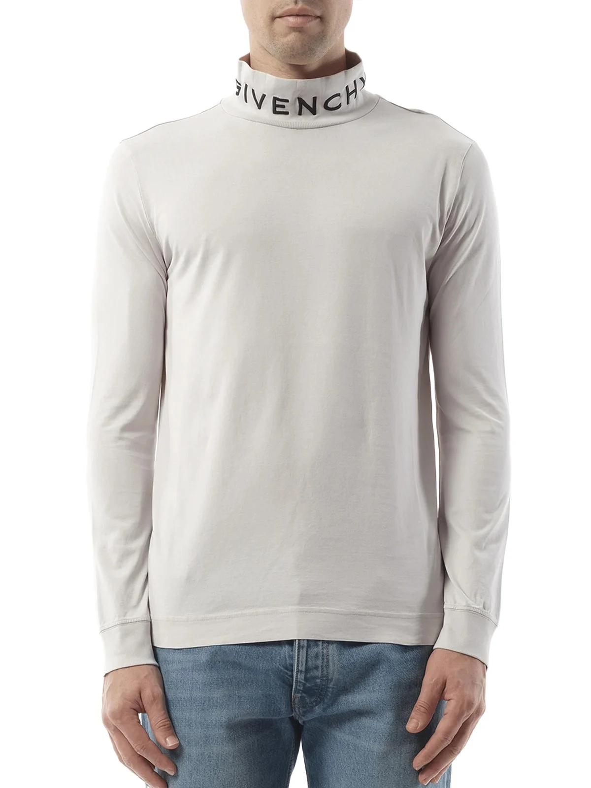 Givenchy Faded Logo Dyed Long Sleeve T-shirt in Cloud Grey