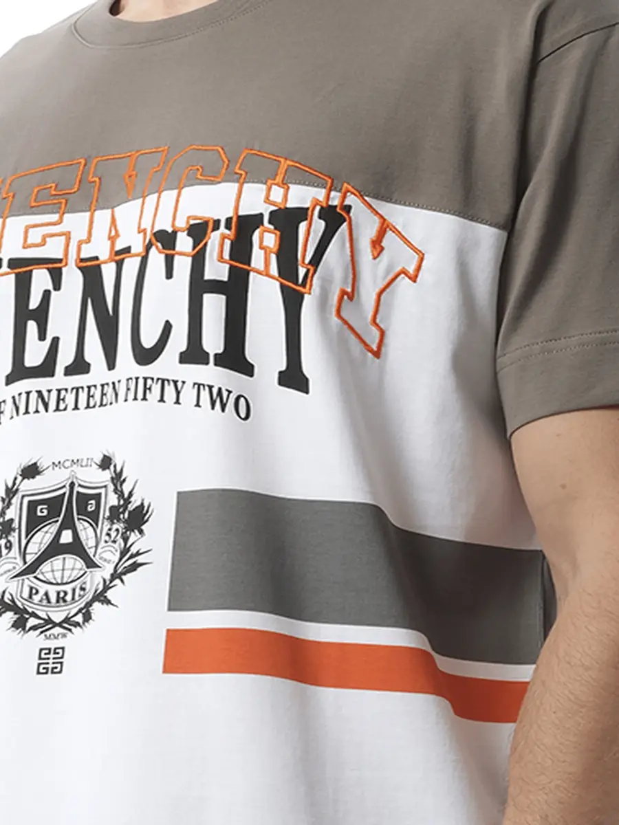 Givenchy College Print Stripes Logo T-shirt in Grey/white | Thumbnail 2