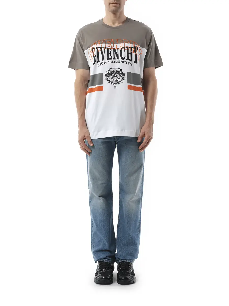 Givenchy College Print Stripes Logo T-shirt in Grey/white | Thumbnail 4