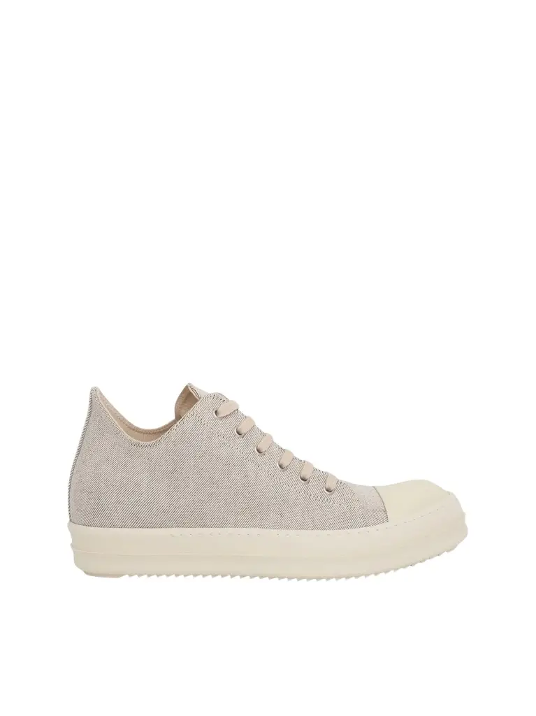 RICK OWENS DRKSHDW Drkshdw Low Denim Sneakers in Melange Milk/milk Grey | Image 1 RICK OWENS DRKSHDW Drkshdw Low Denim Sneakers in Melange Milk/milk Grey | Image 1