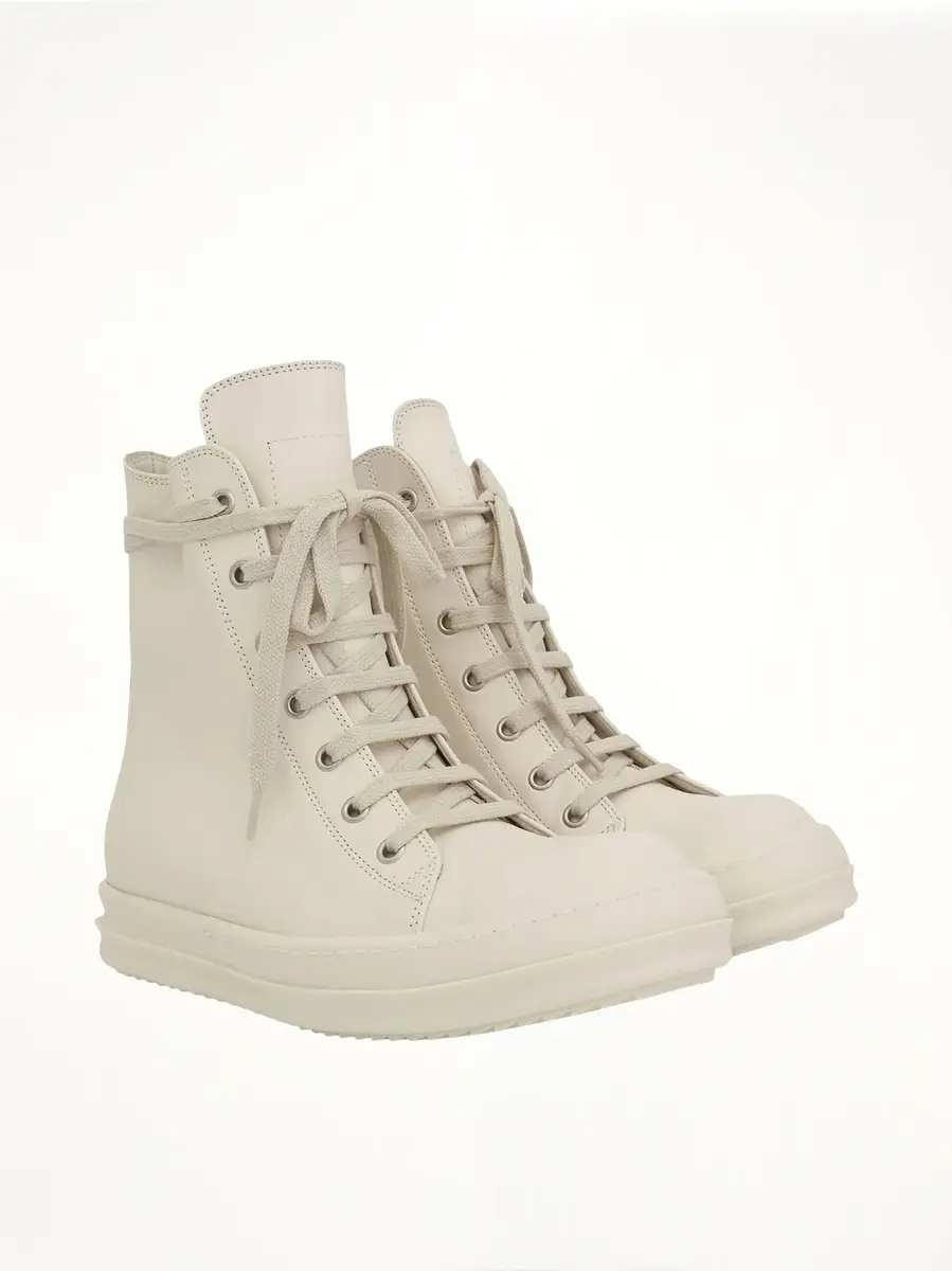 Rick Owens Edfu Leather Sneakers in Milk | Thumbnail 3 Rick Owens Edfu Leather Sneakers in Milk | Thumbnail 3