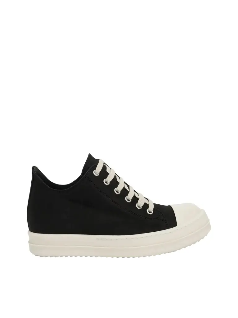 Rick Owens Low Greywolf Leather Sneakers in Black/milk | Image 1 Rick Owens Low Greywolf Leather Sneakers in Black/milk | Image 1