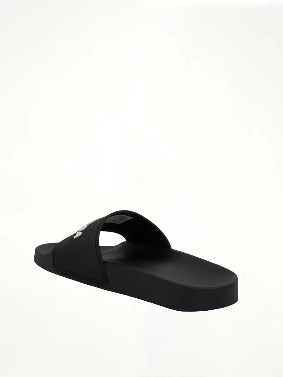 Balenciaga 3D Logo Pool Slide Sandal in Black/white Black | Thumbnail 2