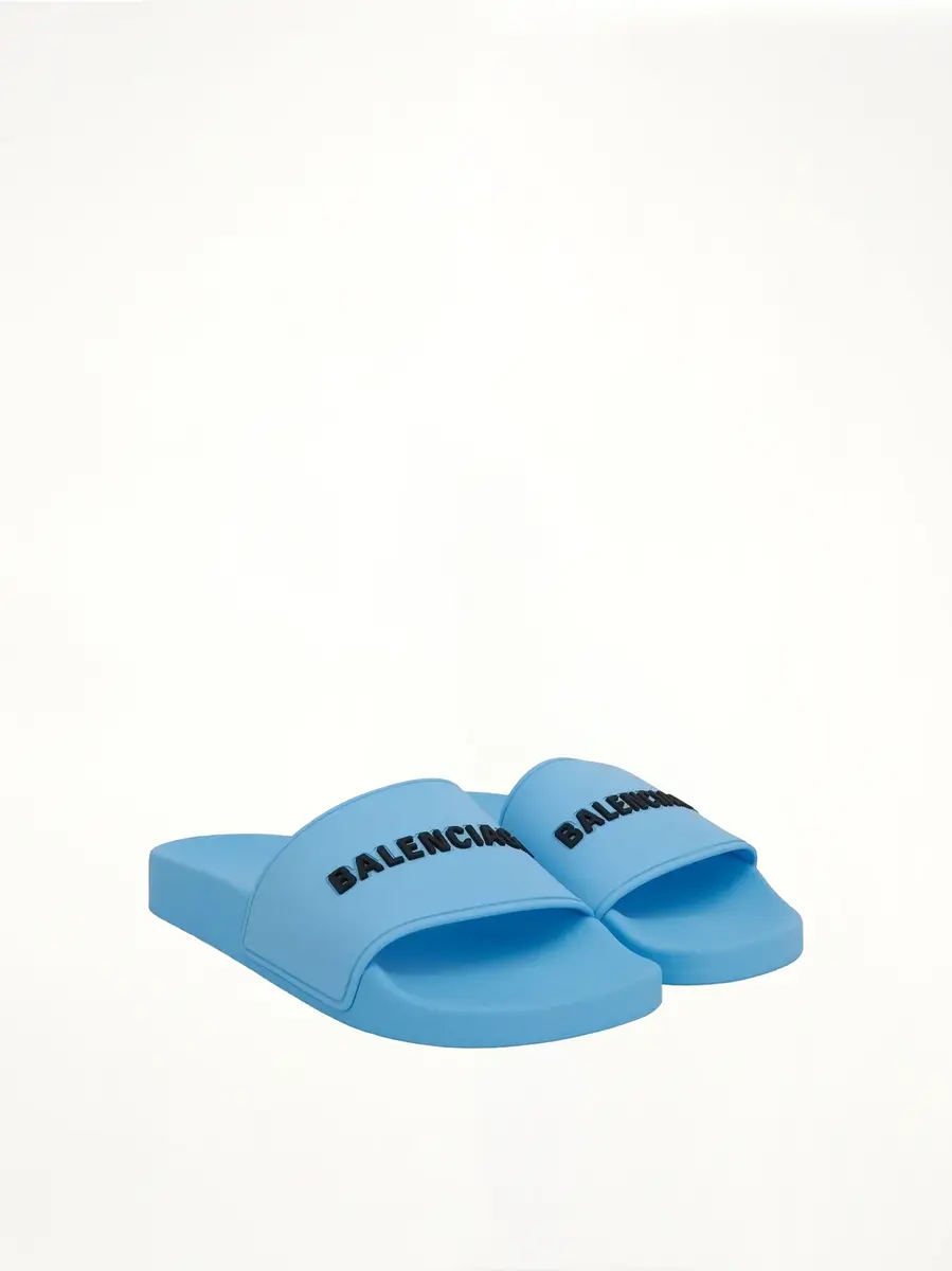 Balenciaga 3D Logo Pool Slide Sandal in Sky Blue/black | Thumbnail 3 Balenciaga 3D Logo Pool Slide Sandal in Sky Blue/black | Thumbnail 3