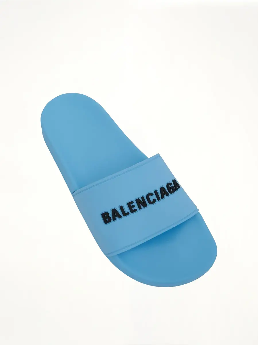 Balenciaga 3D Logo Pool Slide Sandal in Sky Blue/black | Thumbnail 4 Balenciaga 3D Logo Pool Slide Sandal in Sky Blue/black | Thumbnail 4