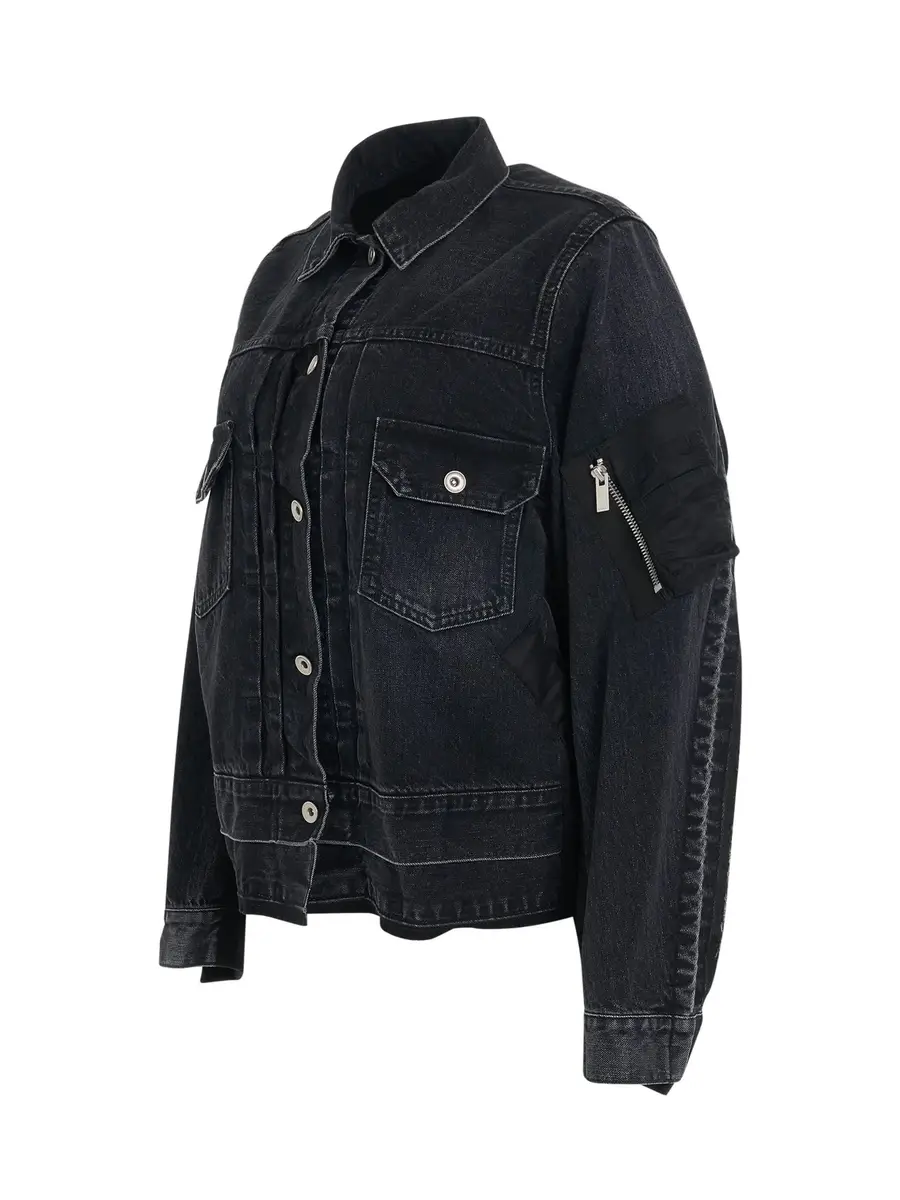 Sacai Denim & Nylon Twill Jacket | Thumbnail 3 Sacai Denim & Nylon Twill Jacket | Thumbnail 3