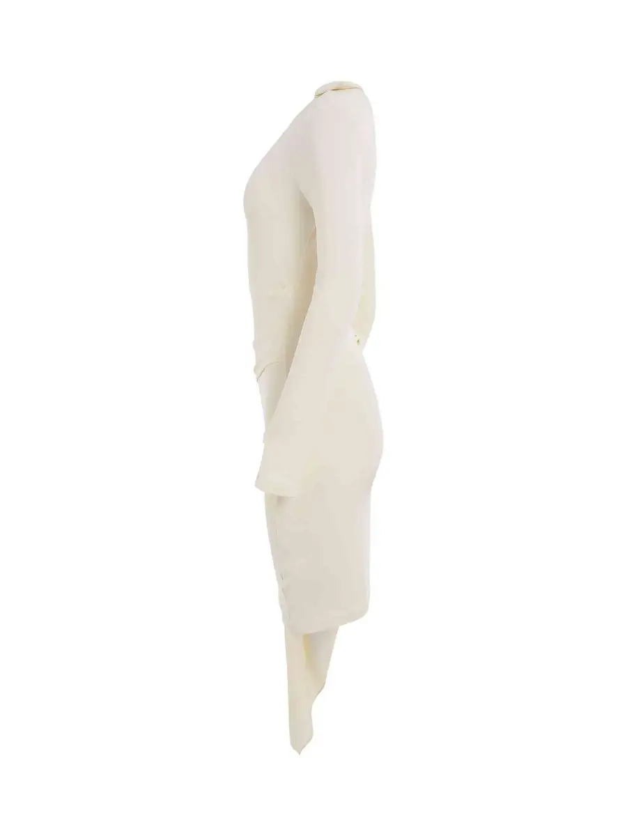 Off-White Viscose Crepe Draped Mini Dress | Thumbnail 2 Off-White Viscose Crepe Draped Mini Dress | Thumbnail 2