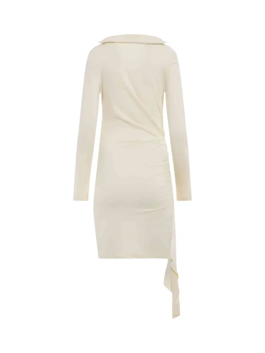 Off-White Viscose Crepe Draped Mini Dress | Thumbnail 4 Off-White Viscose Crepe Draped Mini Dress | Thumbnail 4