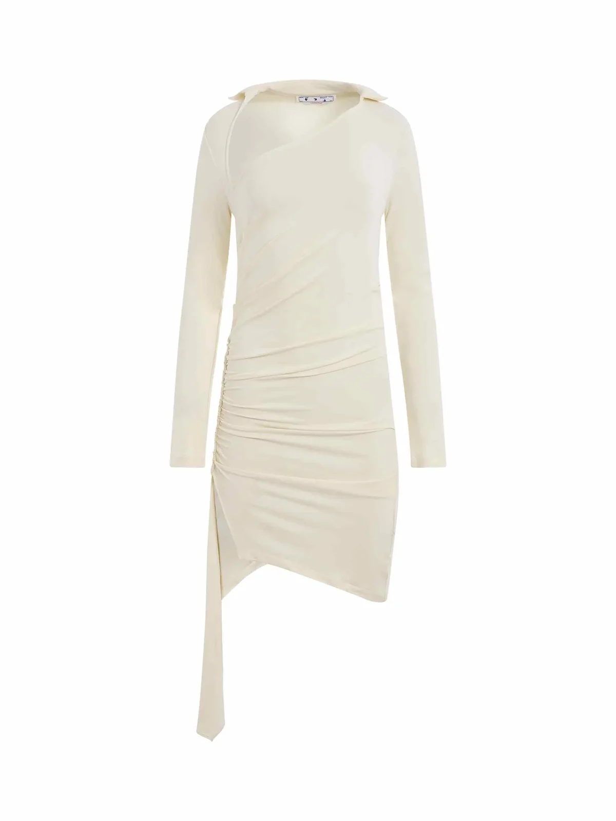 Off-White Viscose Crepe Draped Mini Dress