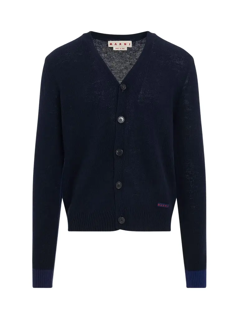 Marni 5 Button Knit Cardigan in Ultramarine Navy | Image 1 Marni 5 Button Knit Cardigan in Ultramarine Navy | Image 1