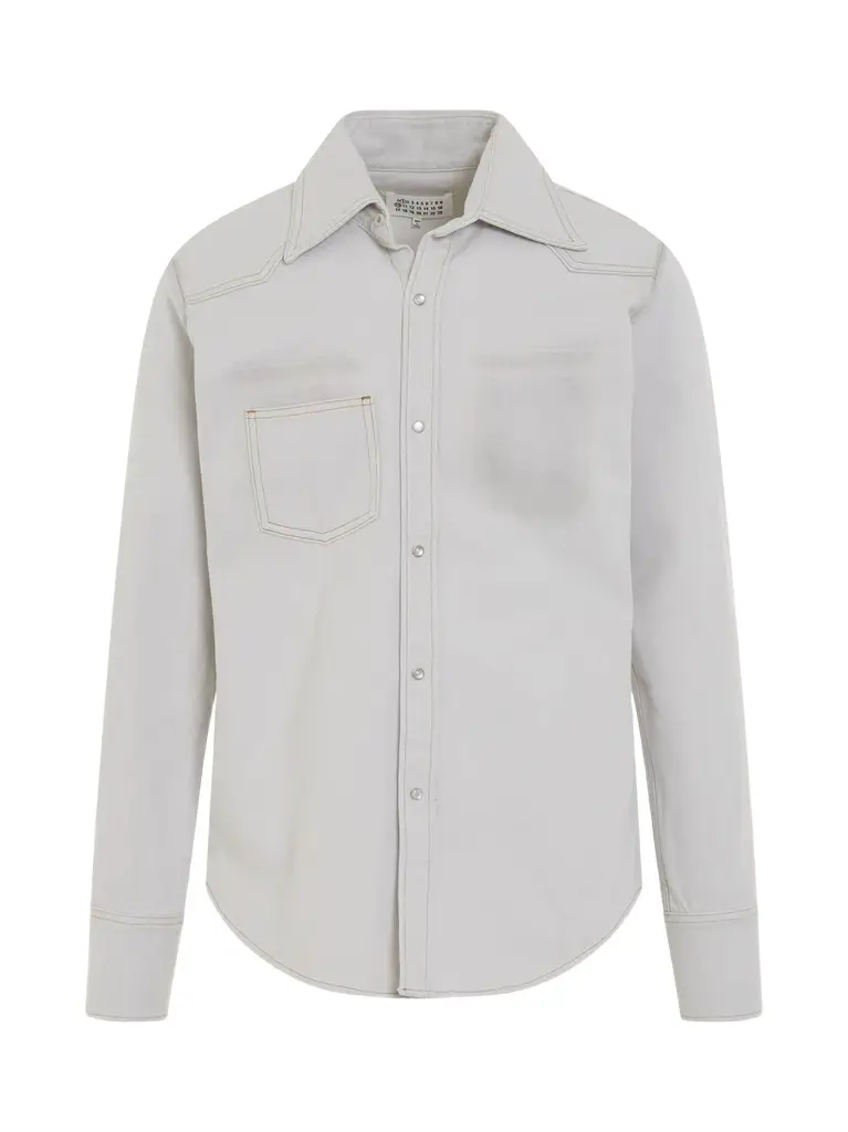 Maison Margiela Chalk Selvedge Denim Shirt in Ice Blue