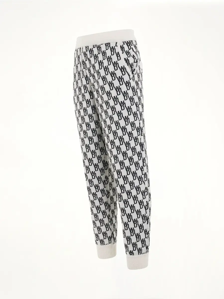 We11Done Logo Knit Jacquard Trouser in Ivory | Thumbnail 3 We11Done Logo Knit Jacquard Trouser in Ivory | Thumbnail 3
