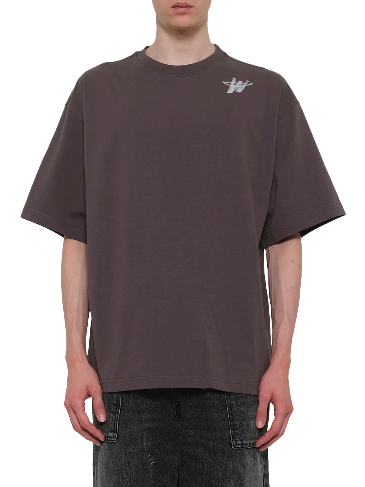 We11Done Cotton WD Logo T-shirt in Charcoal