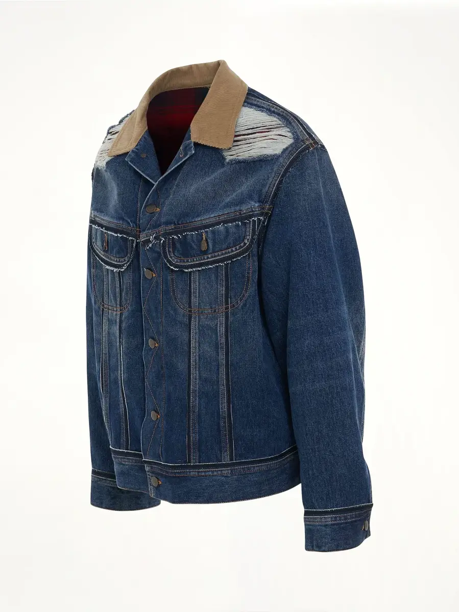 Maison Margiela Deconstruction Cut-out Denim Jacket in Indigo | Thumbnail 3 Maison Margiela Deconstruction Cut-out Denim Jacket in Indigo | Thumbnail 3