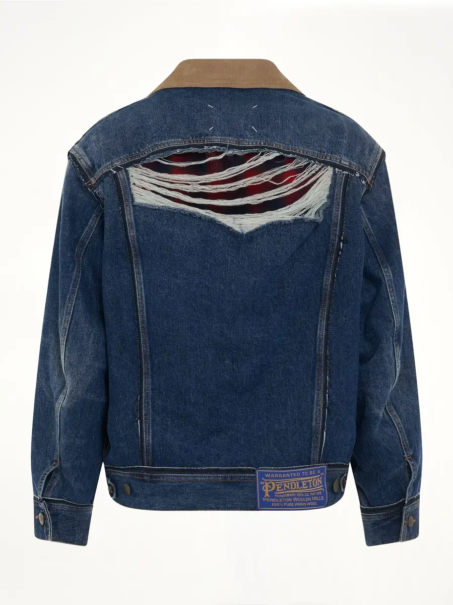 Maison Margiela Deconstruction Cut-out Denim Jacket in Indigo | Thumbnail 4 Maison Margiela Deconstruction Cut-out Denim Jacket in Indigo | Thumbnail 4