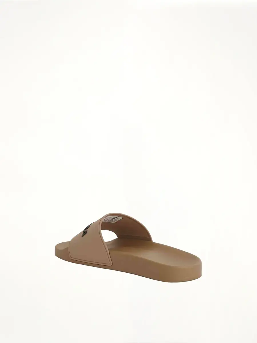 Balenciaga 3D Logo Rubber Pool Slide Sandal in Beige/black Beige | Thumbnail 2