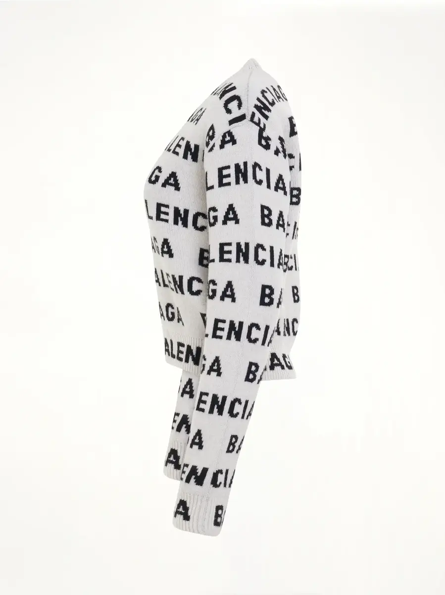 Balenciaga Allover Logo Horizontal Cropped Sweater | Thumbnail 2