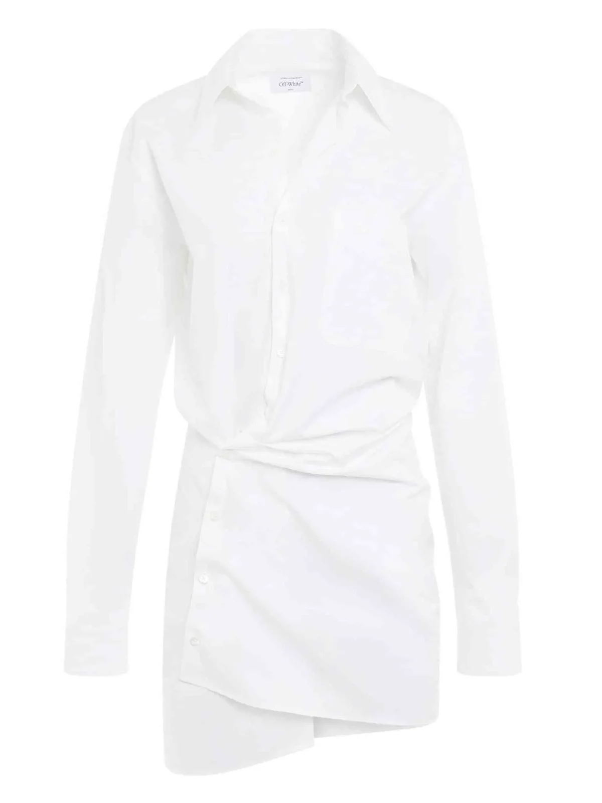 Off-White Poplin Twist Shirt Dress
