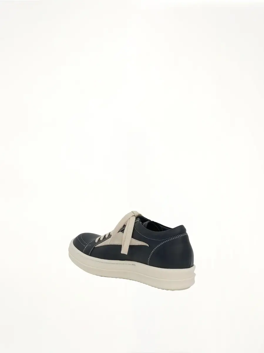 Rick Owens Vintage Leather Sneaker in Black/milk Black | Thumbnail 2 Rick Owens Vintage Leather Sneaker in Black/milk Black | Thumbnail 2