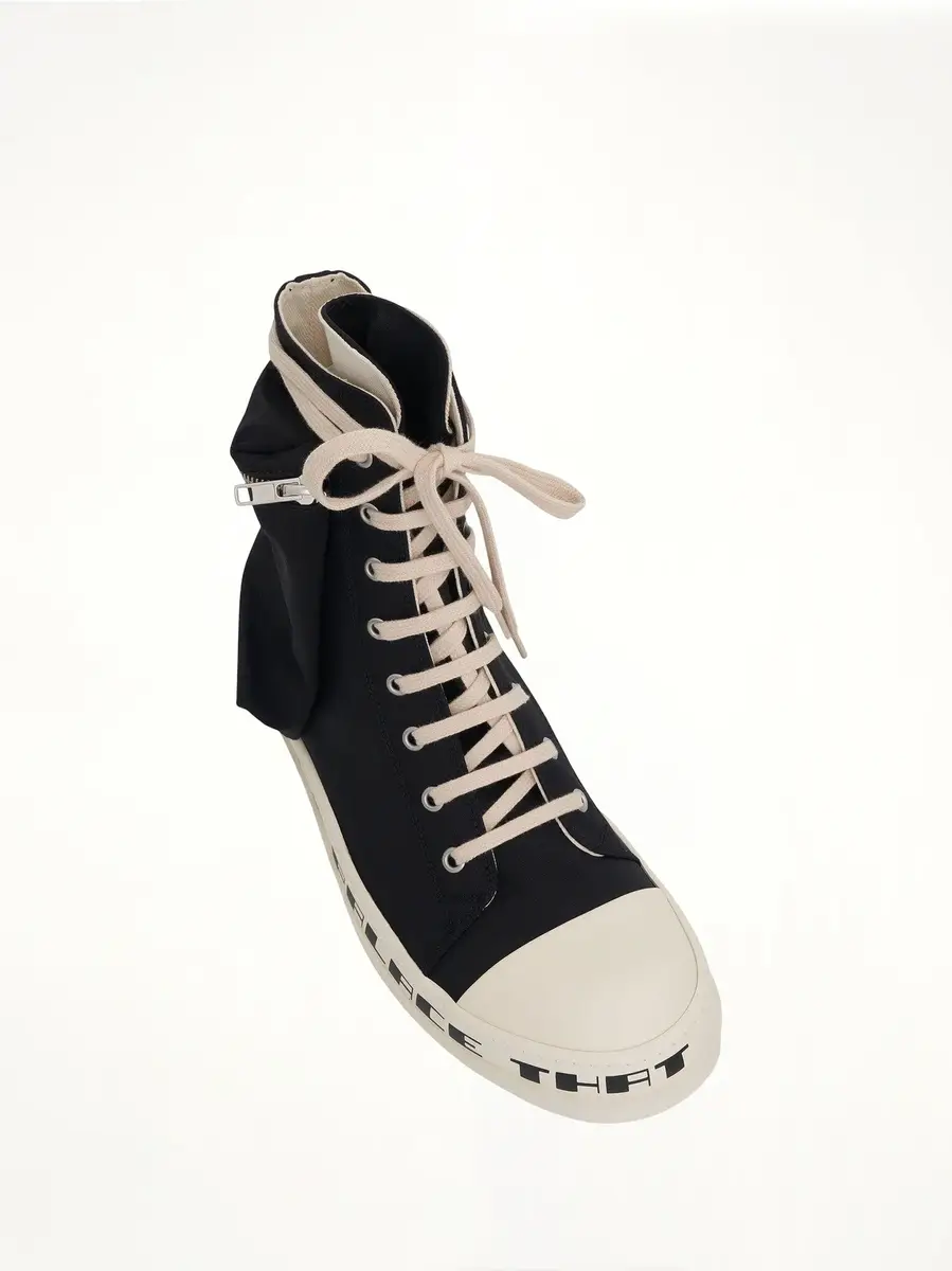 RICK OWENS DRKSHDW Cargo High Sneaker With Tears Bumper in Black/milk | Thumbnail 4 RICK OWENS DRKSHDW Cargo High Sneaker With Tears Bumper in Black/milk | Thumbnail 4