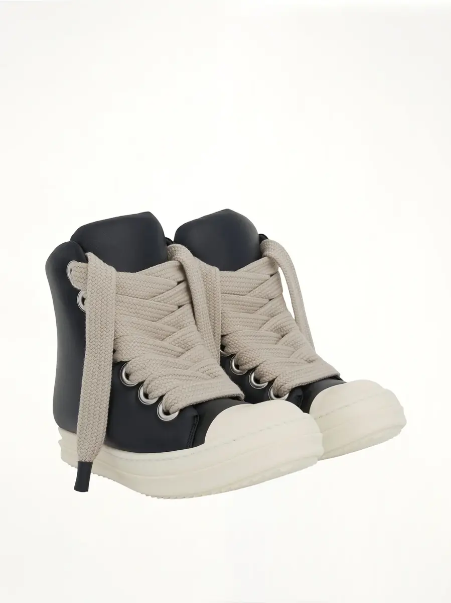 Rick Owens Jumbo Lace Padded Sneakers in Black & Milk | Thumbnail 3 Rick Owens Jumbo Lace Padded Sneakers in Black & Milk | Thumbnail 3