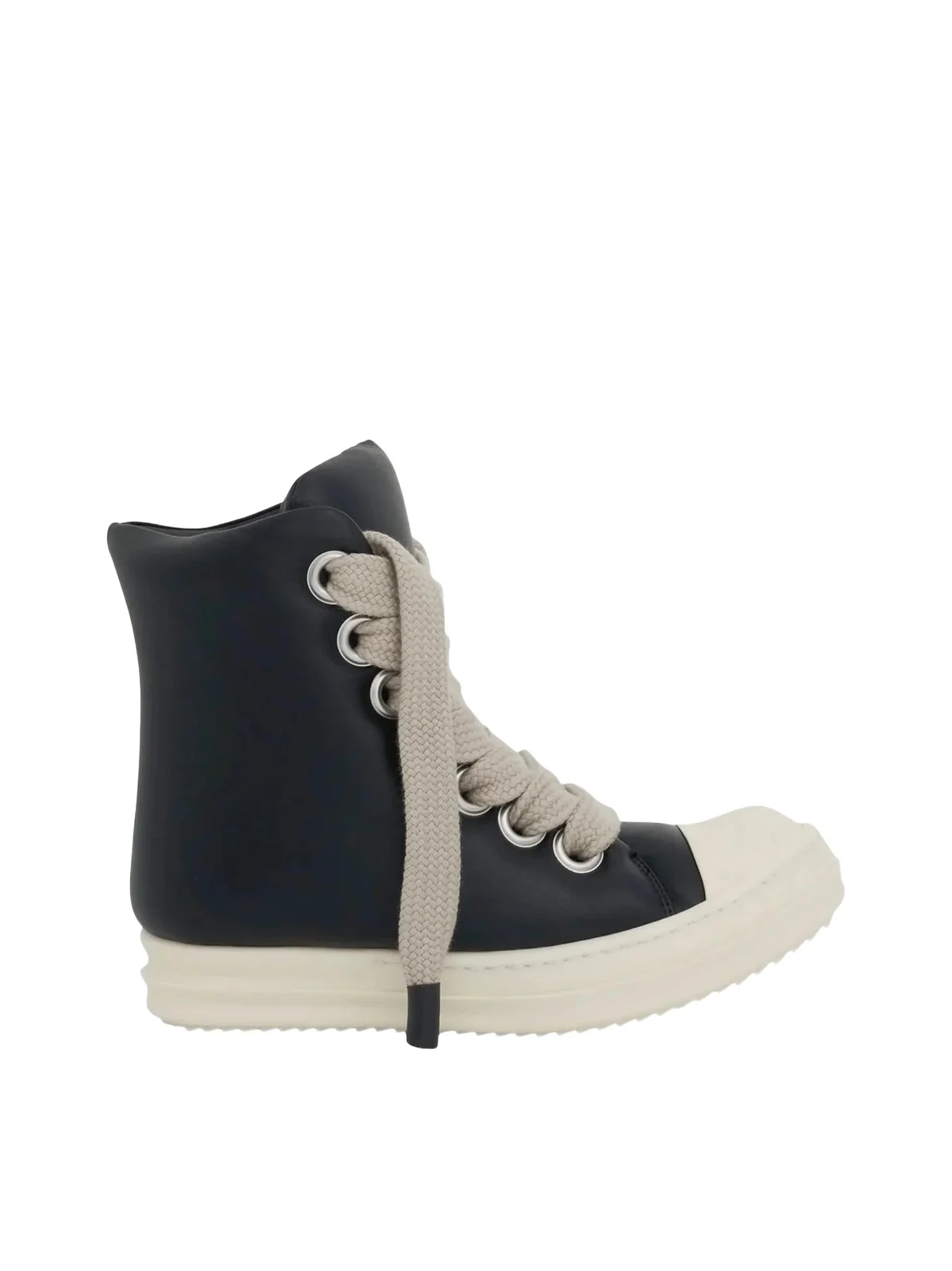 Rick Owens Jumbo Lace Padded Sneakers in Black & Milk