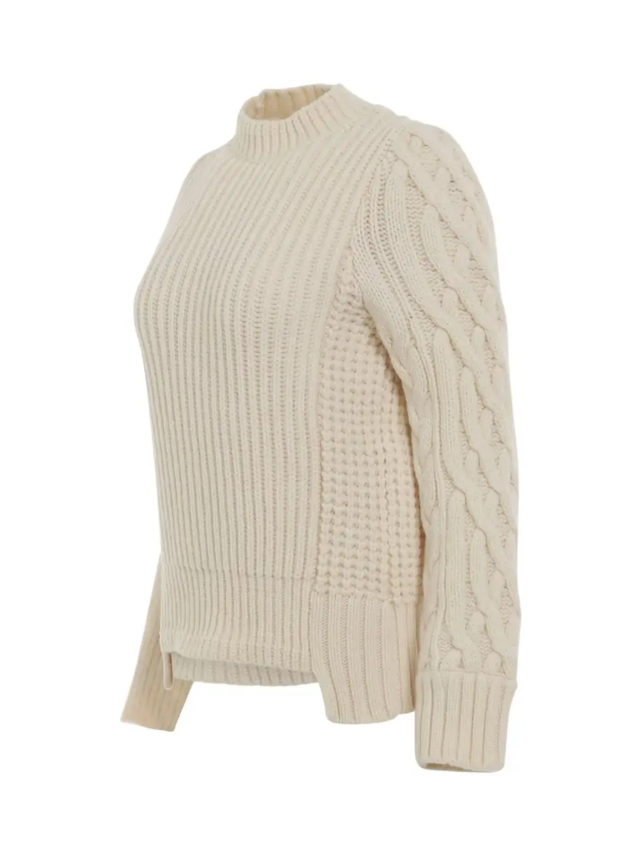Sacai Wool Mohair Knit Pullover in Off White | Thumbnail 3 Sacai Wool Mohair Knit Pullover in Off White | Thumbnail 3