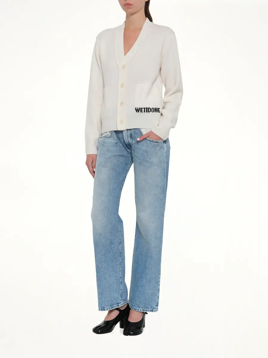 We11Done Pocket Logo Knit Cardigan in Ivory | Thumbnail 4 We11Done Pocket Logo Knit Cardigan in Ivory | Thumbnail 4