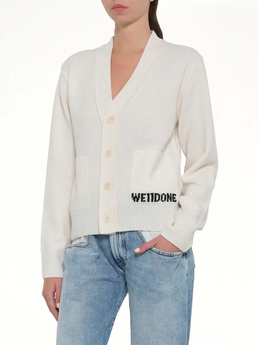 We11Done Pocket Logo Knit Cardigan in Ivory | Thumbnail 6 We11Done Pocket Logo Knit Cardigan in Ivory | Thumbnail 6
