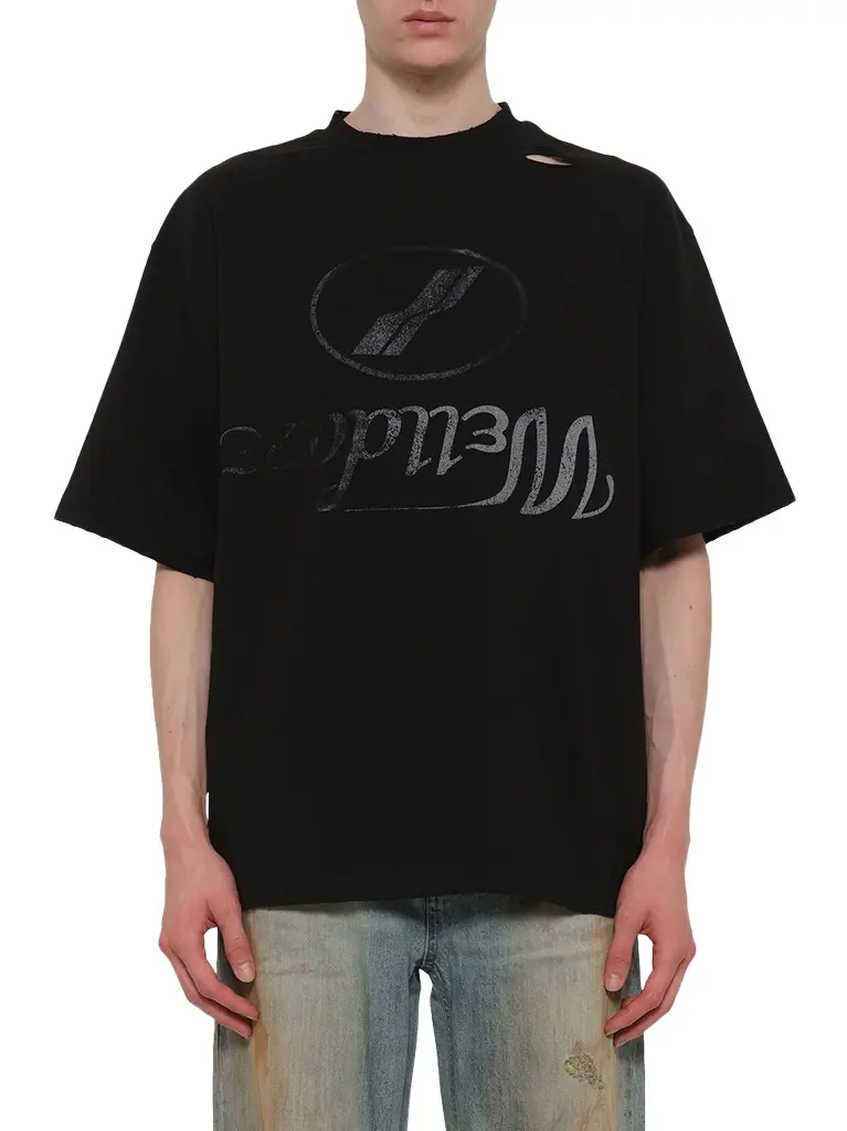 We11Done Destroyed Reverse Logo T-shirt