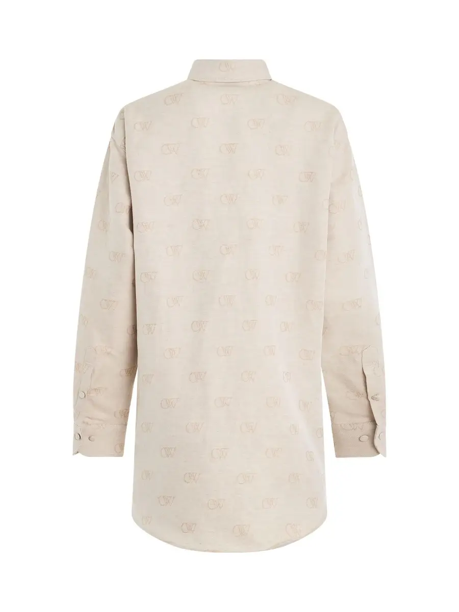 Off-White Linen Jacquard Overshirt | Thumbnail 4 Off-White Linen Jacquard Overshirt | Thumbnail 4