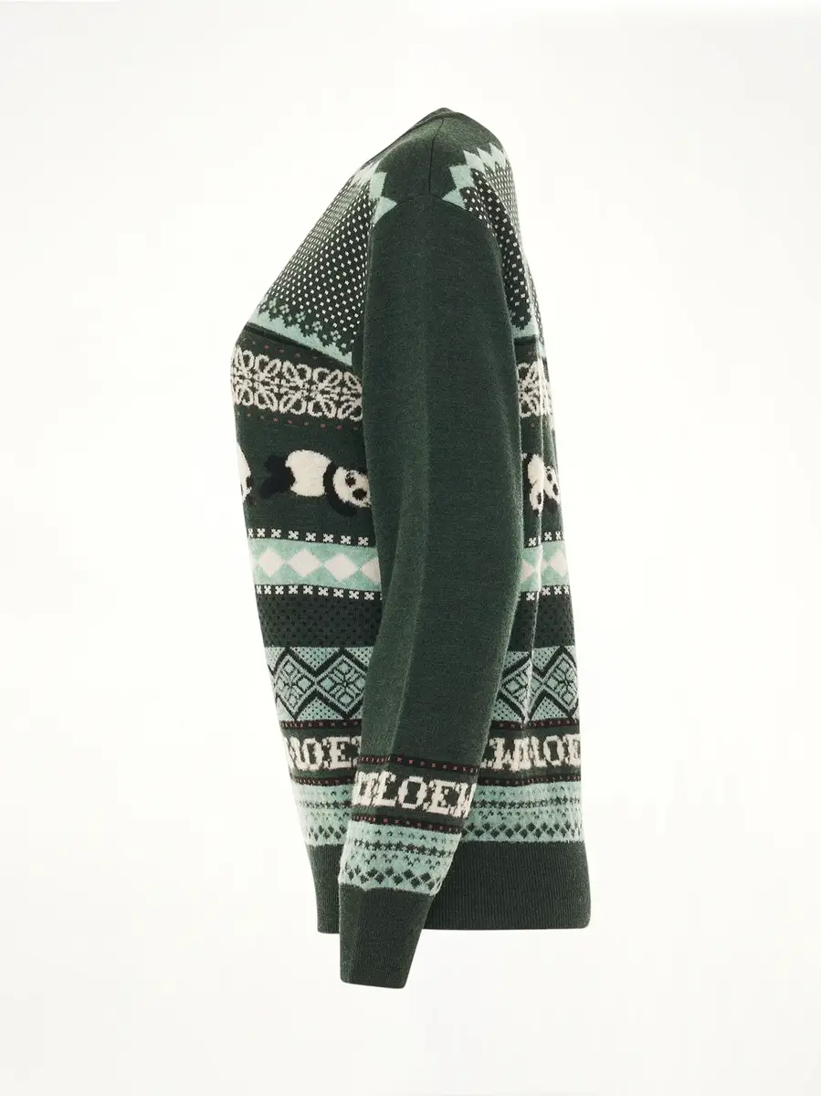 Loewe Suna Fujita Panda Knit Sweater in Dark Green/multicolour | Thumbnail 2