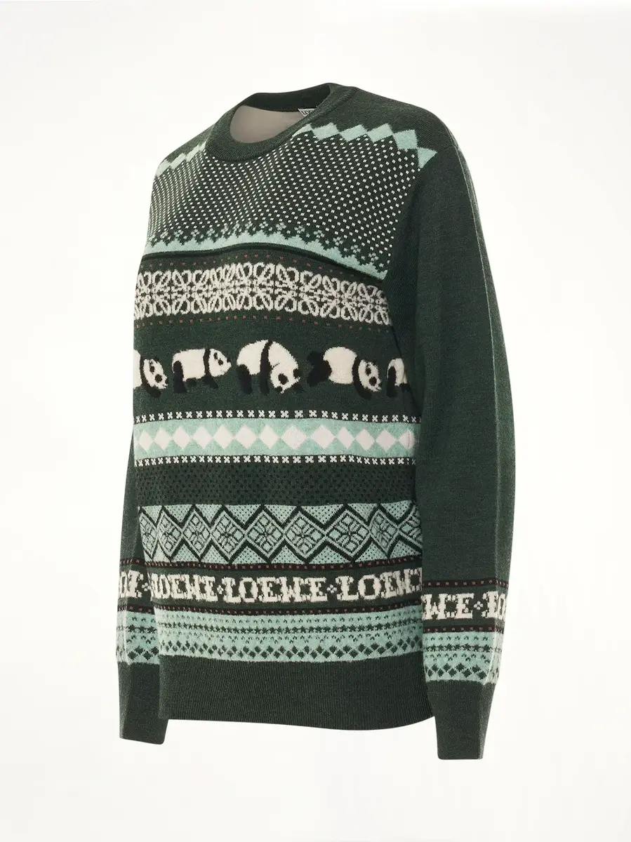 Loewe Suna Fujita Panda Knit Sweater in Dark Green/multicolour | Thumbnail 3