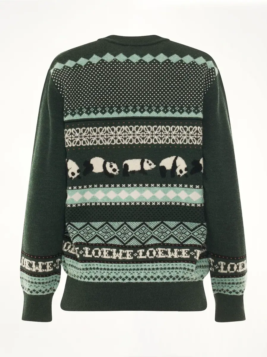 Loewe Suna Fujita Panda Knit Sweater in Dark Green/multicolour | Thumbnail 4