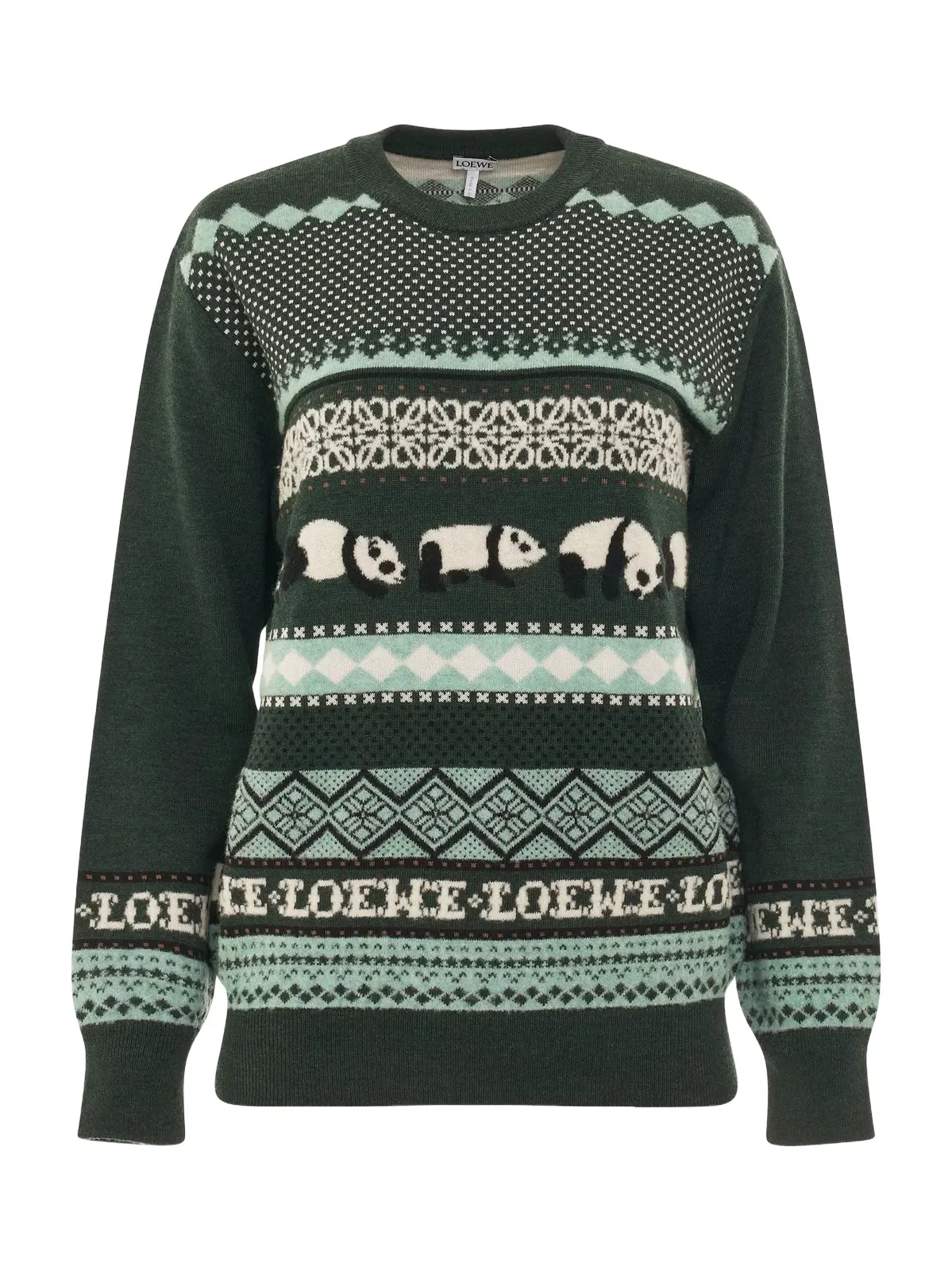 Suna Fujita Panda Knit Sweater in Dark Green/multicolour Suna Fujita Panda Knit Sweater in Dark Green/multicolour